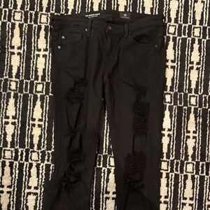AG Adriano Goldschmied Black Ripped Skinny Jeans